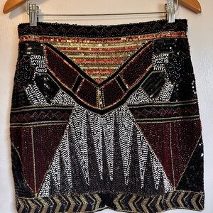 Verty Black and Gold Sequin Mini Skirt